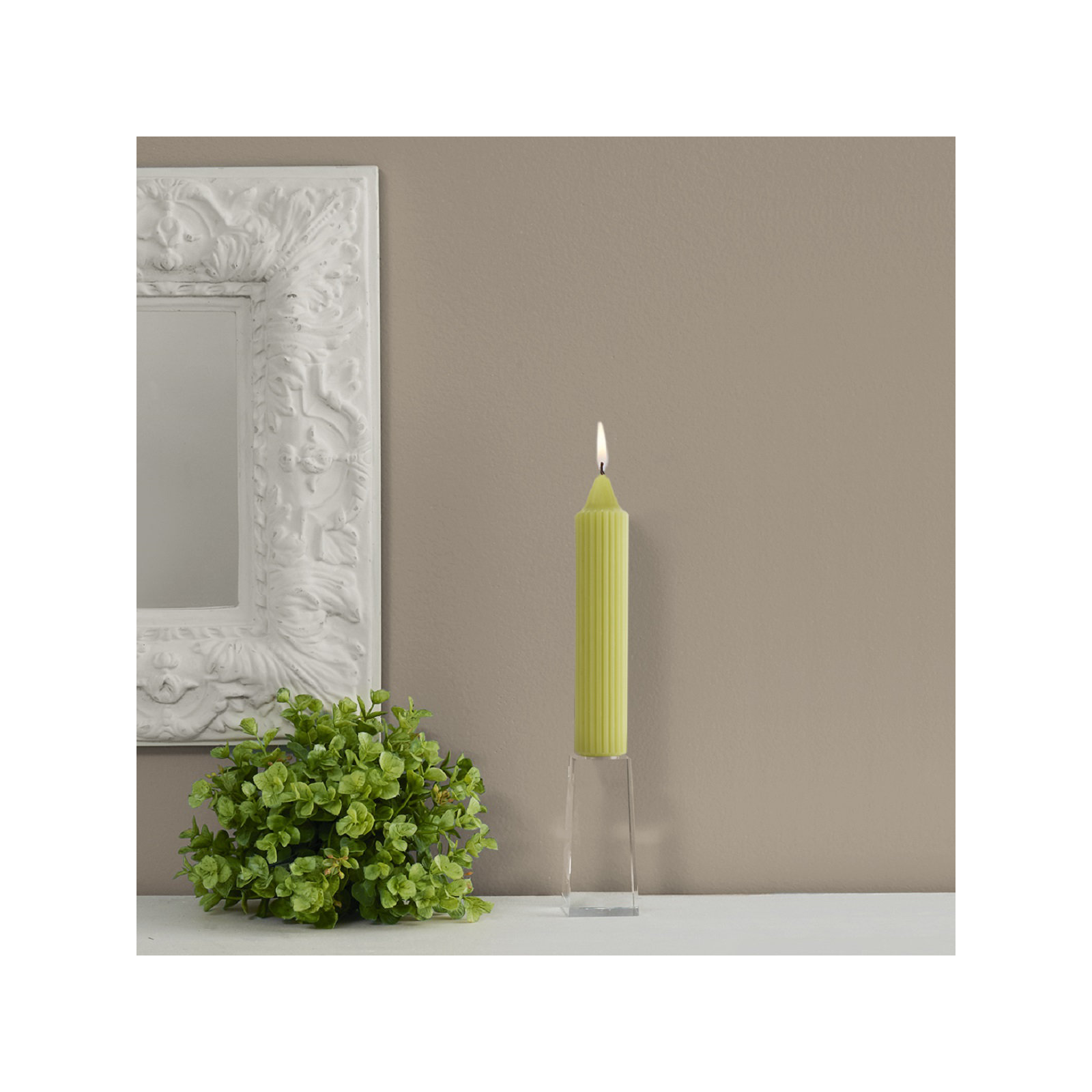 Grecian Collenette Unscented Taper Candle, Willow, 7" H x 1.25" W x 1.25" D
