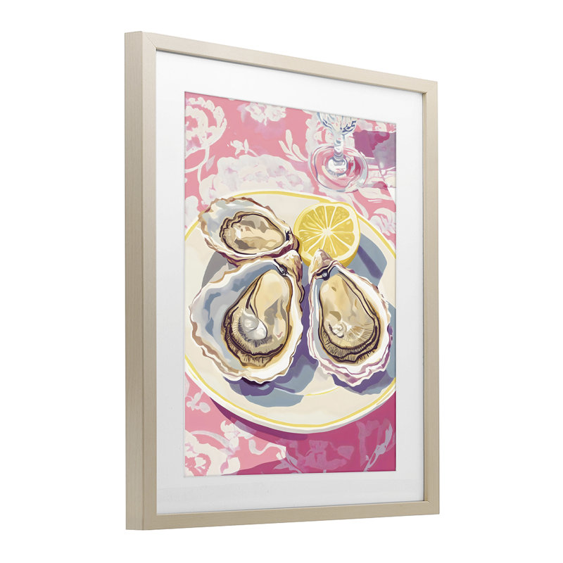 «Plated Oysters & Lemons», reproduction sous verre encadrée, design par The Prints Vibe, 21 x 17