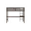 Lit mezzanine simple avec bureau intégré, échelle et garde-corps de sécurité, bois d'hévéa, finition espresso