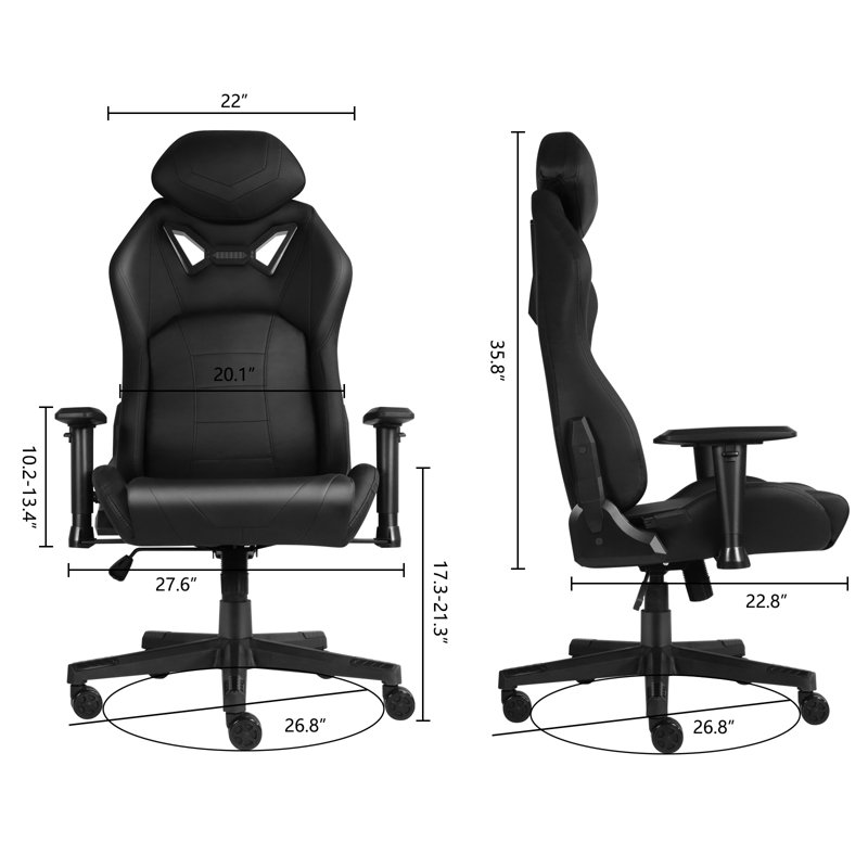 Inbox Zero Adjustable Ergonomic Swiveling PC & Racing Game Chair, Black