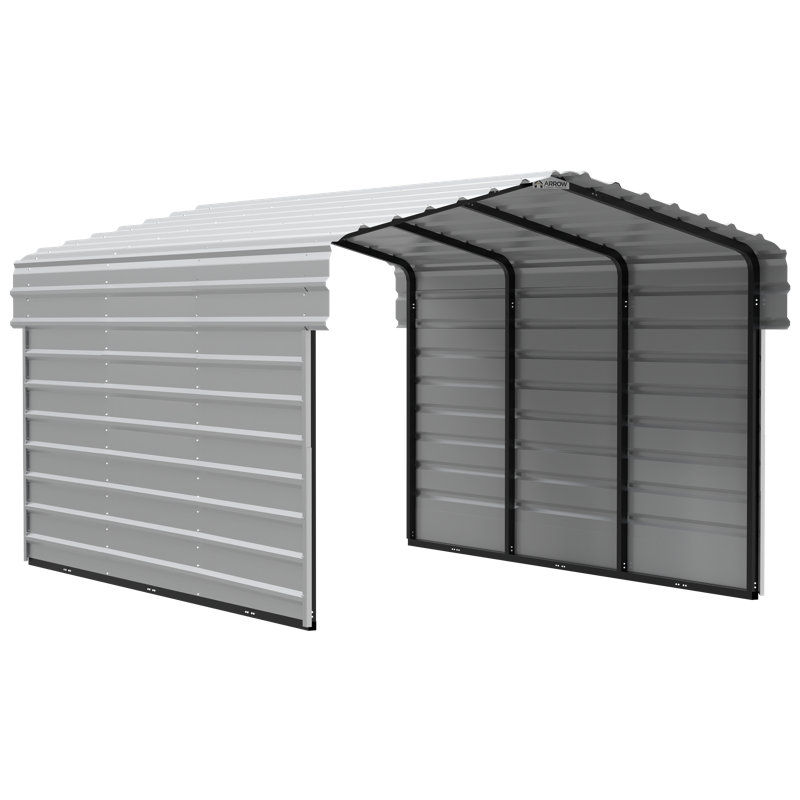 Eggshell Steel 10' x 15' Carport Kit with Enclosure