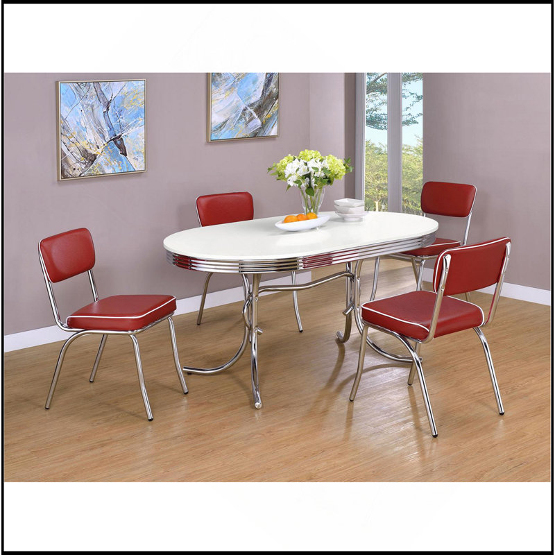 Ensemble de 2 chaises d'appoint rembourrées, Rouge, Argent argent