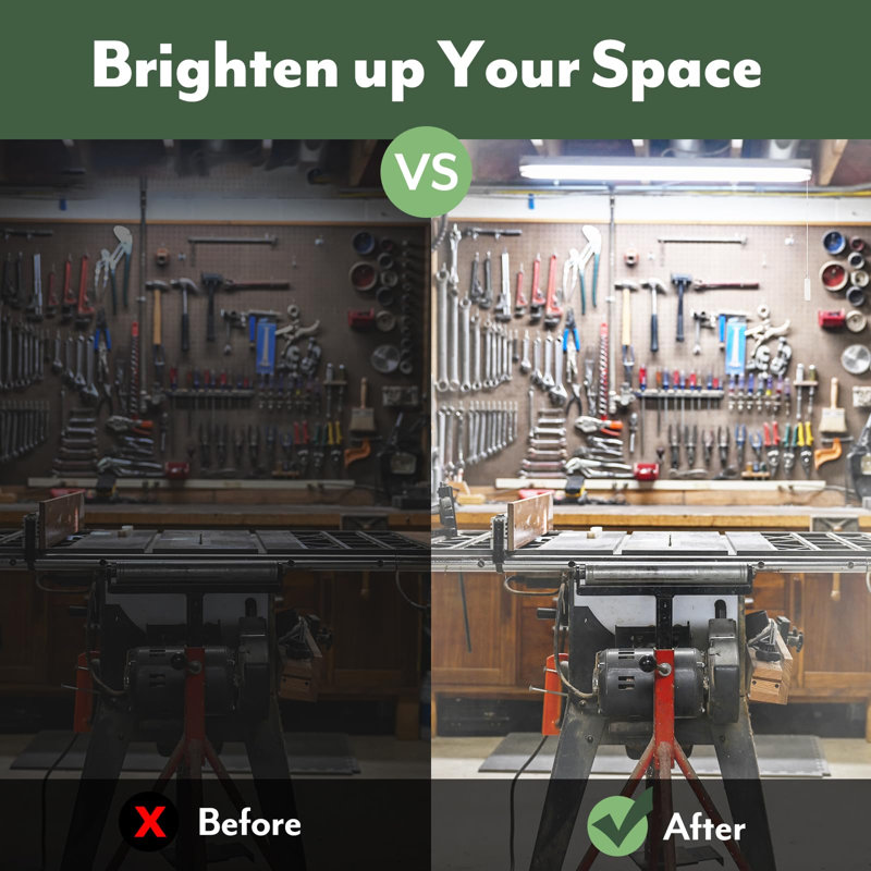 Shop Light 65-Watt Equivalent 6500 Lumens Integrated LED 4000K Bright White CRI 80 Linkable, 1, 2.83" H x 45.16" W x 5.59" D