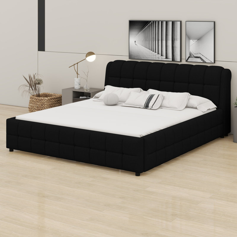 Lit plateforme tapissier Luxury, Noir