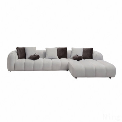 Canapé modulaire en lin blanc ivoire Manilla avec 8 coussins