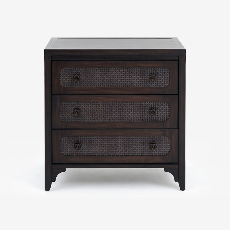 Lurian - Commode 3 tiroirs en rotin, Noir