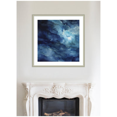 «Rich Blue Watery Abstract» par The Creative Bunch Studio, reproduction d'art encadrée