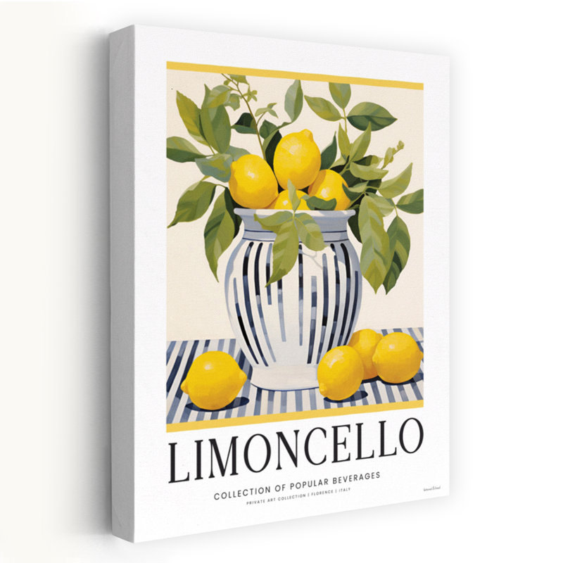 Limoncello, art abstrait de fruits contemporain, H 48 po x l 32 po