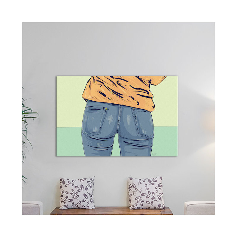 « jeans », peinture sur toile tendue, H 26 po x l 18 po x P 1,5 po