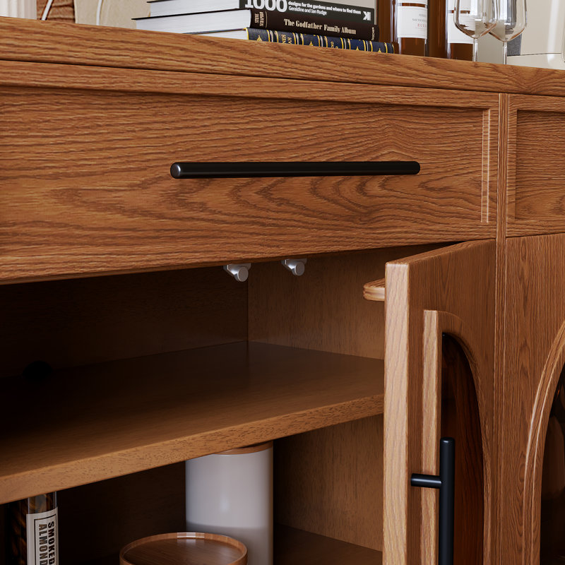 Buffet de 63 po en bois massif avec buffet et crédence moderne avec portes et tablettes
