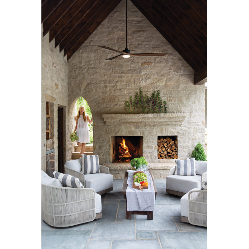 80" Sculpt 3 - Blade LED Standard Ceiling Fan with Wall Control and Light Kit Included, Matte Black, Walnut