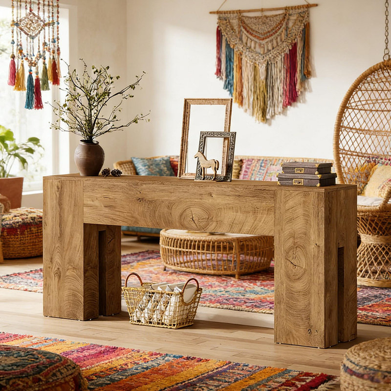 Table d'appoint rustique, console élégante en bois