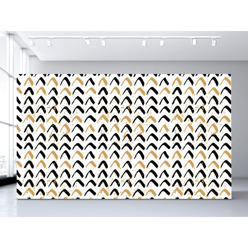 Roof Tops Chevron Peel & Stick Wallpaper Roll by Jamie Graney, Gold