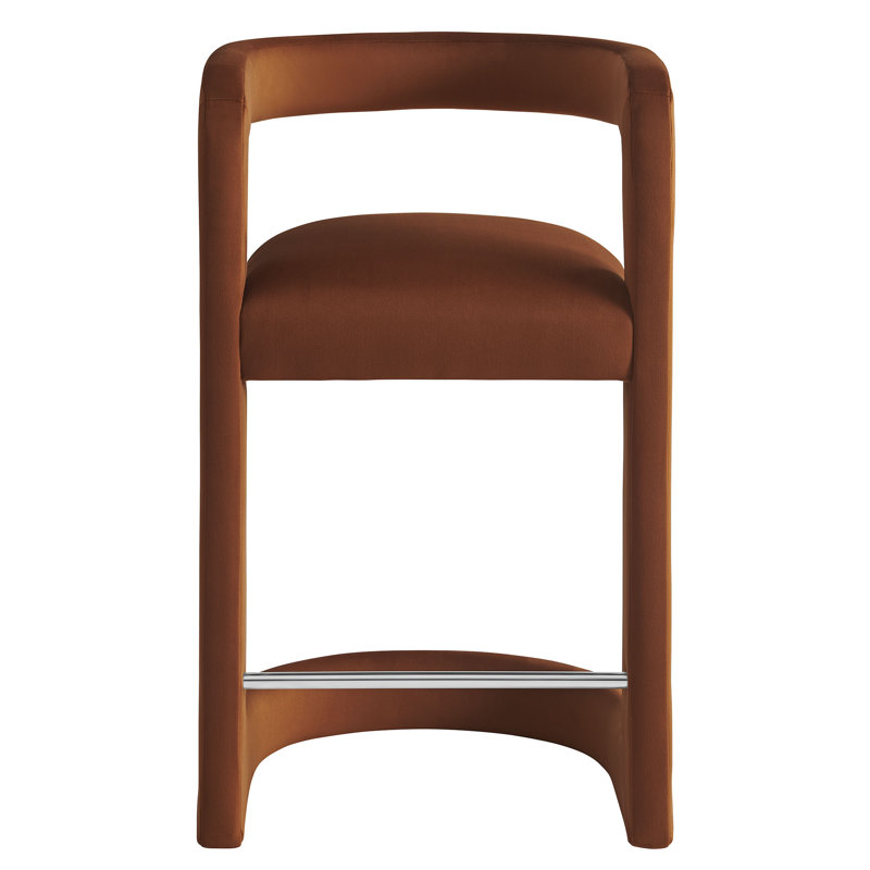 Winslow Performance Velvet Stool, Rust, Counter Stool (27" Seat Height)