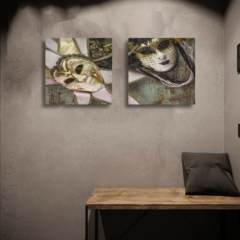 Stunning Decorative Canvas Painting Set (2 Pieces), Gold & Black, 15.7 x 15.7 inches Each | 100% Canvas with 100% Wooden Frame | Perfect for Home Decor, Modern Art Aesthetic, Elegant and Eye-Catching Design