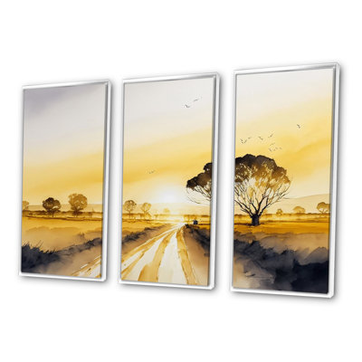 Golden Hour, arbre dans la campagne I Golden Hour, arbre dans la campagne I - 3 pièces sur toile
