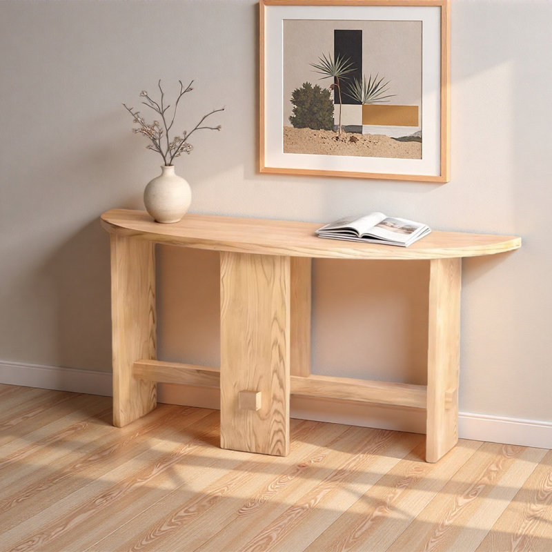 Console moderne en bois de pin, H 29,53 po x l 63 po x P 11,81 po, Bois naturel
