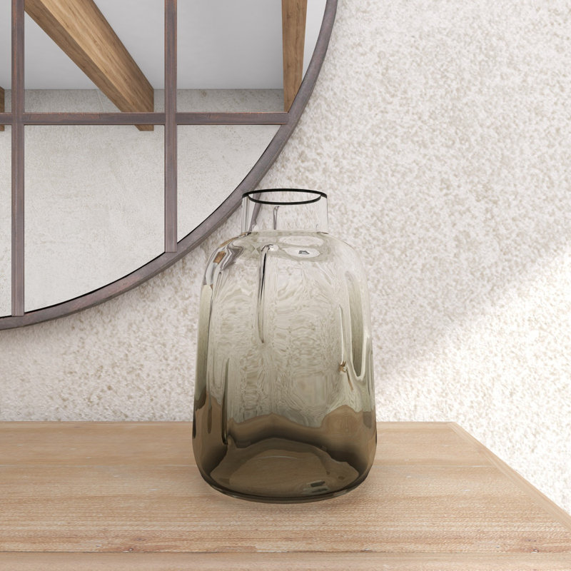 Skeen Glass Decorative Gray Vase with Bubble Texture
