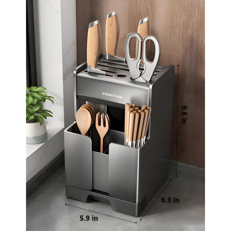 Stainless Steel Universal Knife Block Holder with Slots, Space