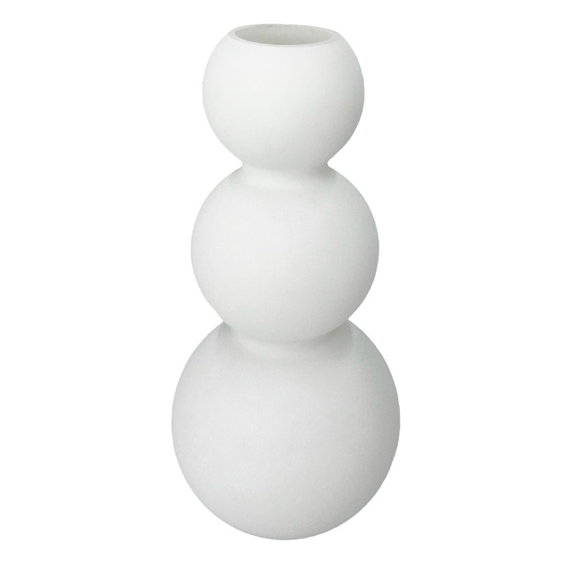 13 Inch Tall Kabel Handmade Glass Table Vase for Flowers, White