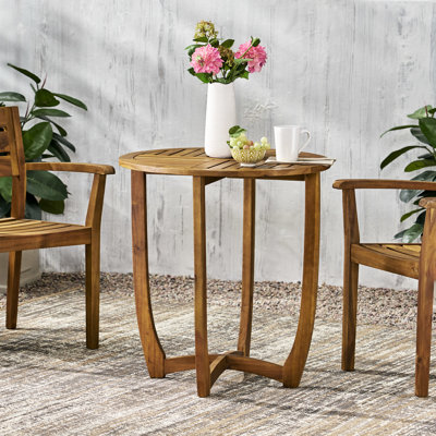 Table bistro rustique de 27,5 po en bois avec lattes pour l'extérieur