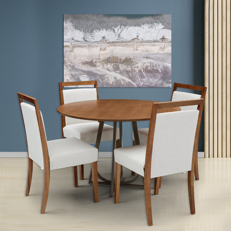 Ensemble repas pour quatre personnes, Beige et chêne