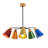 5 Lights Wooden Base Colourful Caps Chandelier