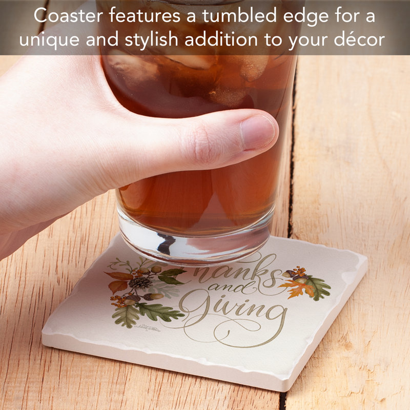 Thanks & Giving Single Tumbled Tile Coaster Create Your Own Set