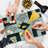Ambesonne Marble Print Cutting Board Large Size Marble Effect Black Beige