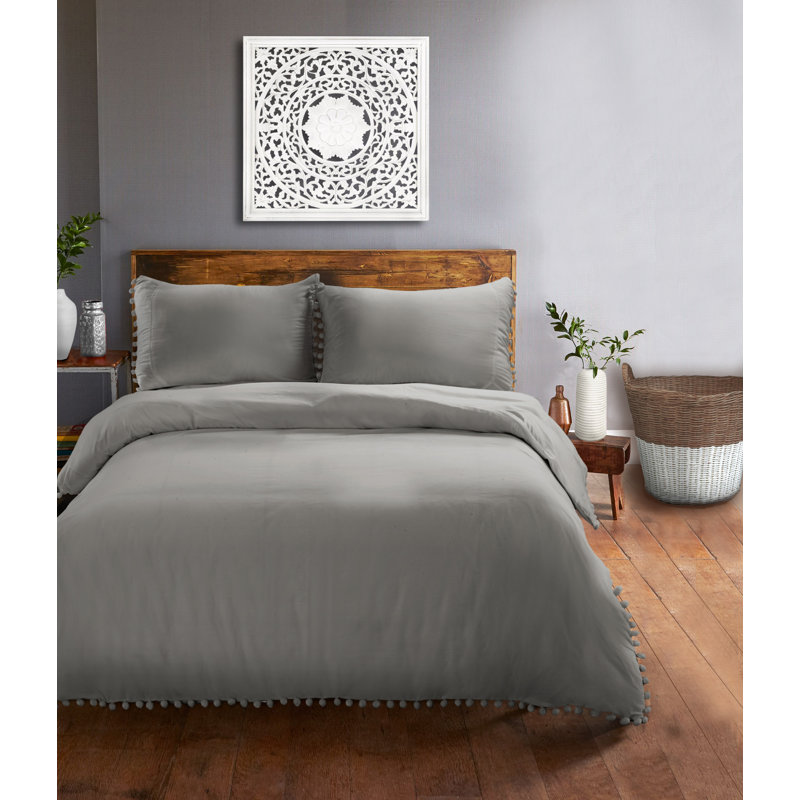 Ensemble de housse de couette réversible Adrien Lewis, Housse de couette double et 2 taies décoratives, Gray