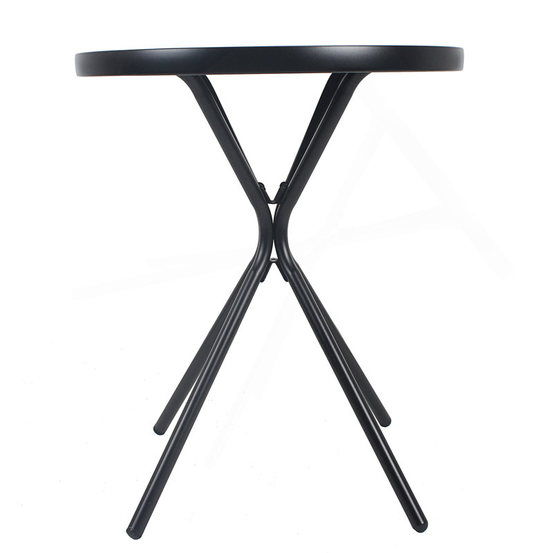 Table d'appoint robuste en verre trempé avec structure en fer noir, facile à assembler en 10 minutes pour une utilisation intérieure et extérieure