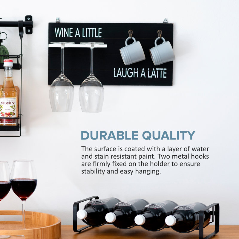 Wall Mounted Wine Glass Rack in Black