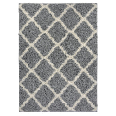 Tapis à motif géométrique à poils longs Bomar 5 pi x 7 pi