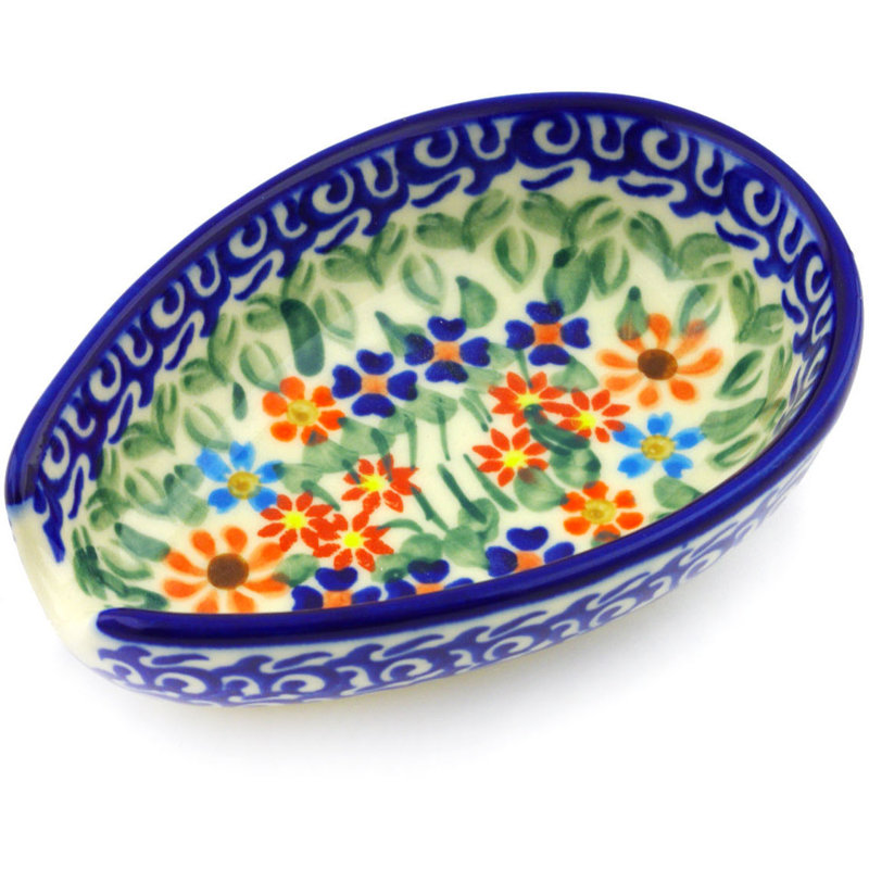 Blissful Daisy Ceramic / Porcelain Oval Spoon Rest
