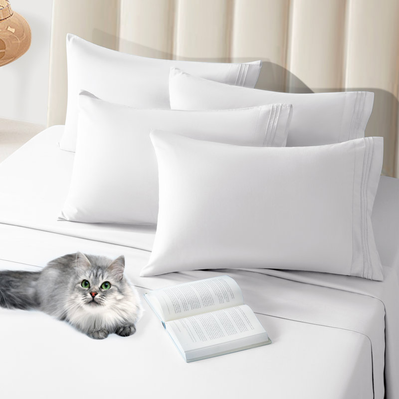  6 Pieces Microfiber Bed Sheet Set, White