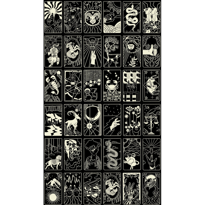 What's Your Sign Wallpaper, Black/White/Cream/Ivory
