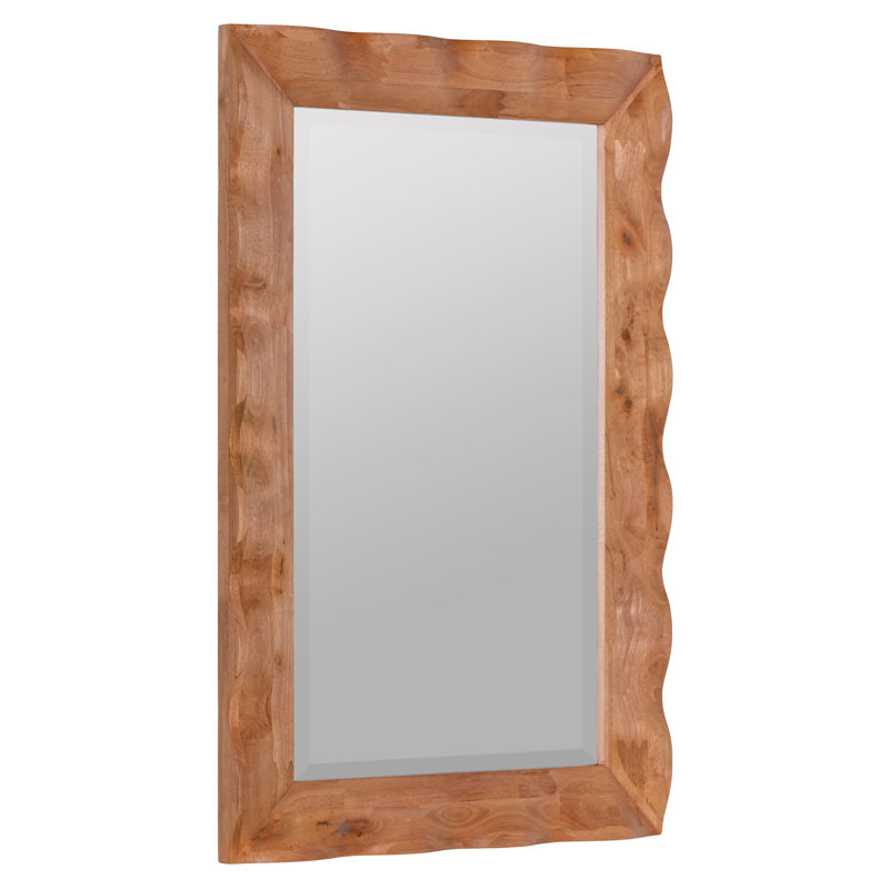 Shaya Rectangle Solid Wood Beveled Mirror, Brown