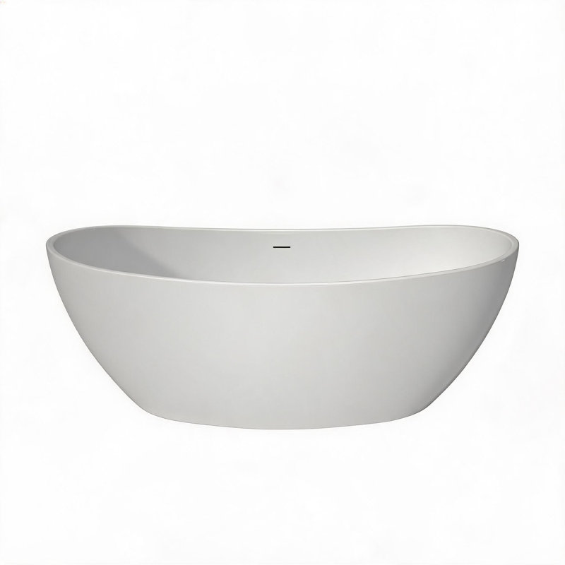 Baignoire autoportante en acrylique blanc lustré de 60 pouces avec un design de trempage profond moderne