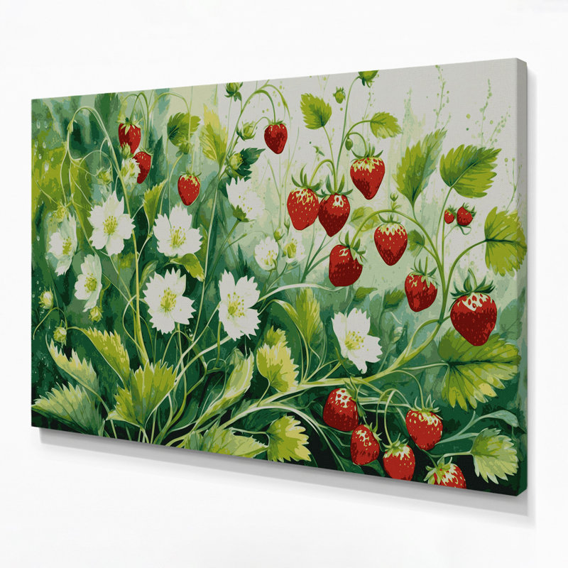 Botanical Wild Strawberry Green Canvas Wall Art, H 11 po x l 14 po