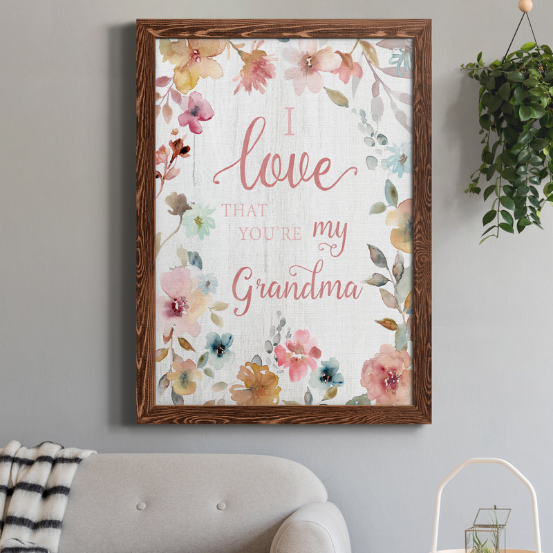 «Love Grandma», art textuel sur toile, H 31,5 po x l 23,5 po x P 1,5 po, Érable