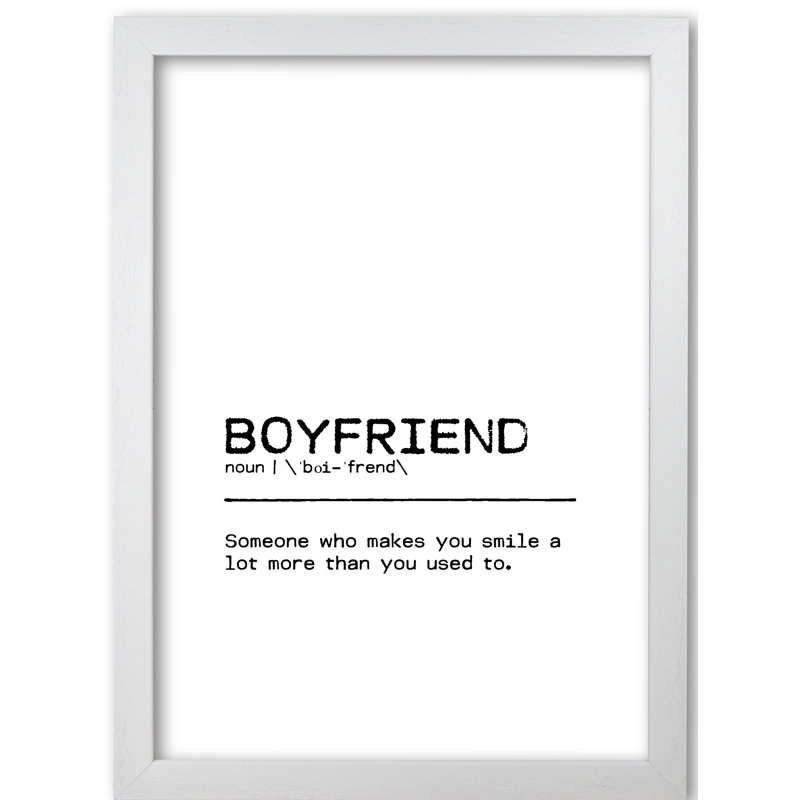 Boyfriend Smile - Print, White Grain Frame, 30 cm H x 21 cm W x 5 cm D