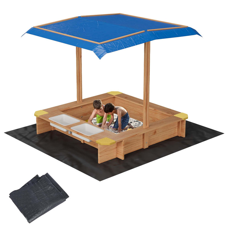Blue Elephant 84.8cm x 102.9cm Rectangle Sandbox with Cover