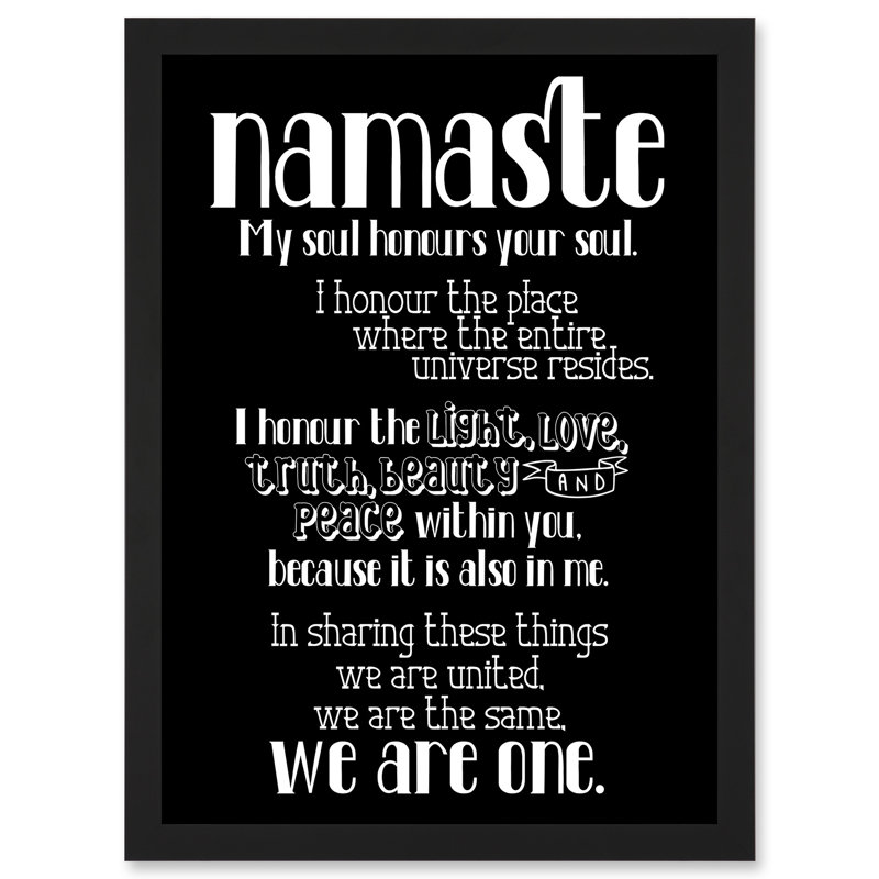 Quote Typograph Text Namaste Blackboard Definition - Single Picture Frame Print