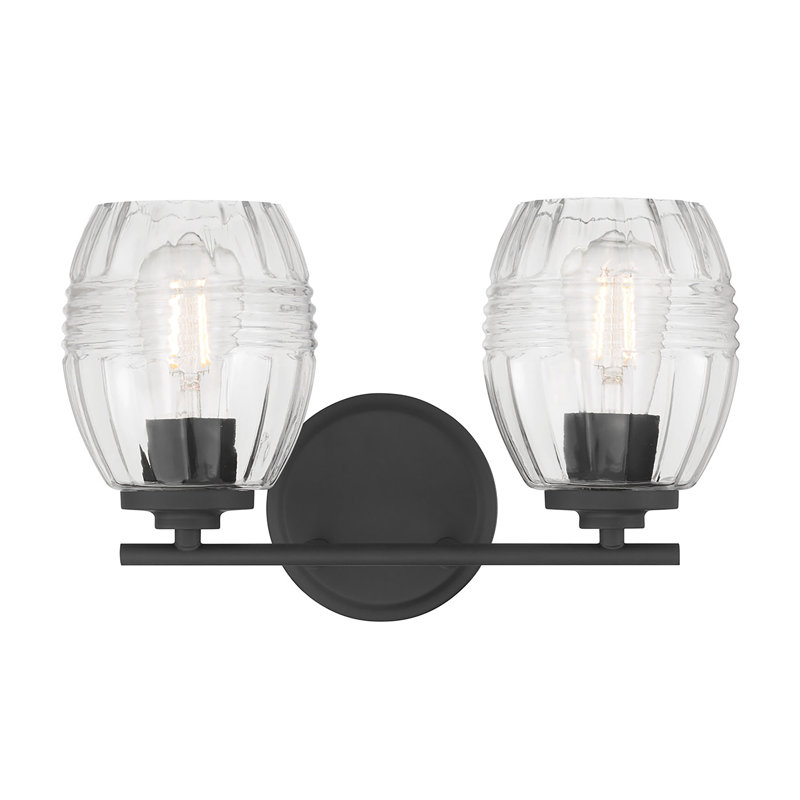 Meuble-lavabo 2 lumières Amarye, H 8,75 po x l 14 po x P 7,5 po, Noir, Deux lumières