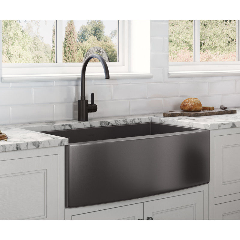 Terraza 30" L x 22" W Farmhouse Kitchen Sink, Gunmetal Black