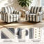 Fauteuil pivotant rembourré avec accoudoirs roulés et garniture cloutée-133953215