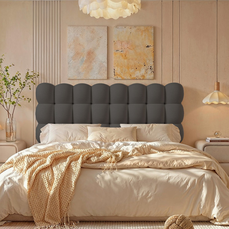 Tête de lit tapissier rembourrée Cloud, Gris, Grand