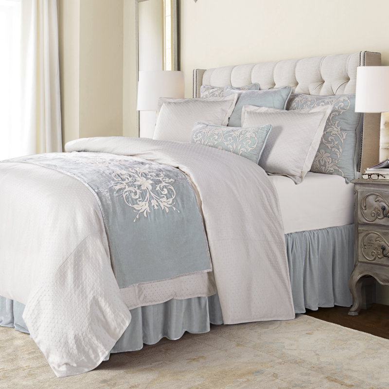Ensemble d'édredon décontracté en mélange de coton Belle Ivory, Édredon grand + 2 taies décoratives