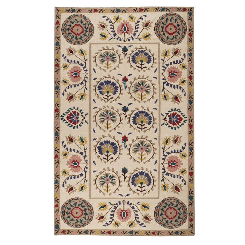 Tapis en laine tissé à la main Florence Kilim, Rectangle 6 pi x 9 pi