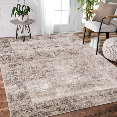 Candace Traditional Bordered Premium Polyester High-Low Performance Area Rug